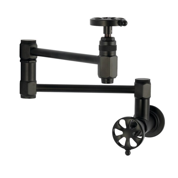 Kingston Brass Wall Mount Pot Filler Faucet, Matte Black KS5100RX - main