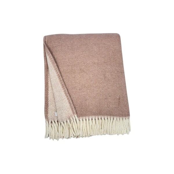 Homeroots 55" X 70" Dusty Rose And White Chevron Cotton Blend Woven Plush Throw Blanket with Fringe 633078 - main
