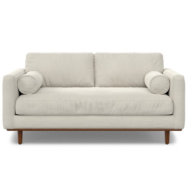 Homeroots 72" Cream Fabric Sofa With Brown Legs 640996 - main