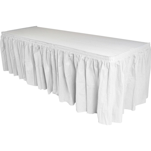 Genuine Joe Nonwoven Table Skirts - 14' x 29 - Polyester - White, 6PK GJO11915CT - main