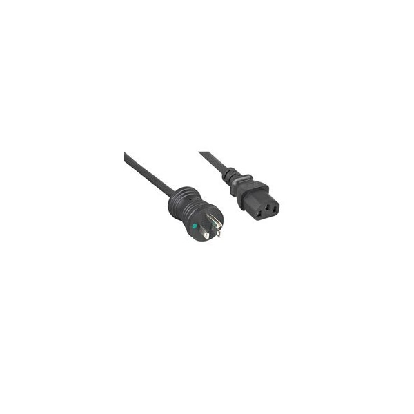 Cable Wholesale Hospital Grade Green Dot Power Cord, Nema 5-15 to C13, 18 AWG, SJT, 10 Amp / 125 Volt, Black, 10W1-51010BK - main