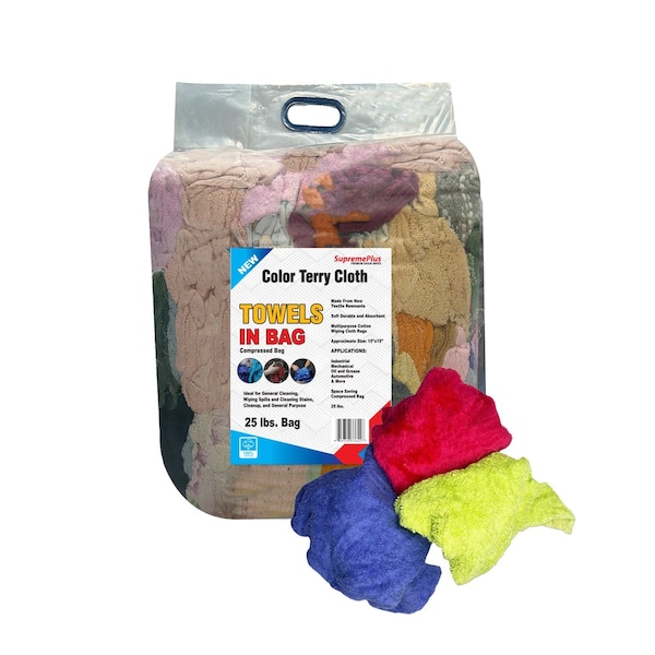 Supremeplus New Color Terry Towel Cleaning Rags, 25 lbs. Bag SP-6427 - main