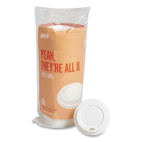 Perk Plastic Hot Cup Lids, Fits 8 oz Cups, White, PK50, 50PK PK45593 - main