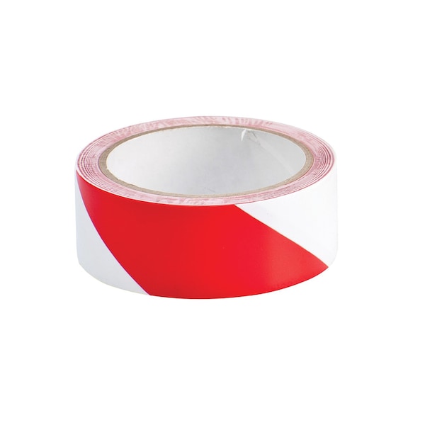 Brady Marking Tape Roll - High Performance Vinyl, Diagonal Stripes, Red on White, 1.5in x 18 yd, 18PK 55295 - main