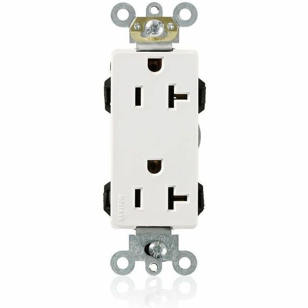 Leviton Straight Blade Receptacle, 5-20R, 20 A, 125V AC, Flush Mount, Self-Grounded M1636-W - main