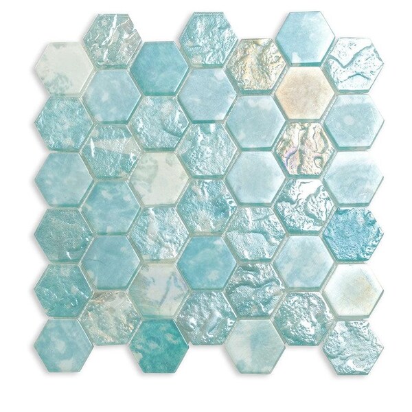 Apollo Tile Verre 11.7 in. x 11.8 in. Matte Blue Glass Mosaic Wall and Floor Tile 9.6 sq ft/case - 10 pack SEA88HX04AQA - main