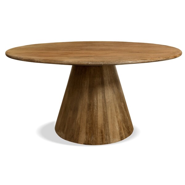 Homeroots 60" Natural Rounded Solid Wood Pedestal Base Dining Table 563907 - main