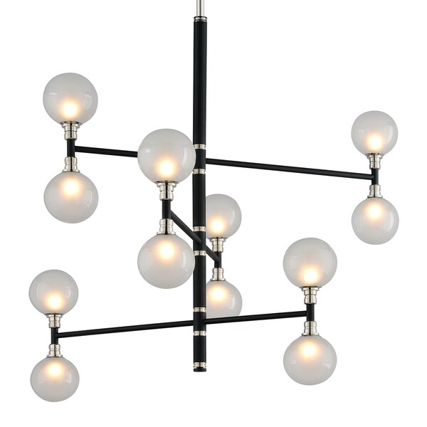 Troy Lighting Andromeda 12 Light Chandelier 42 In. Textured Black & Polish Nickel F4826-TBK/PN - main