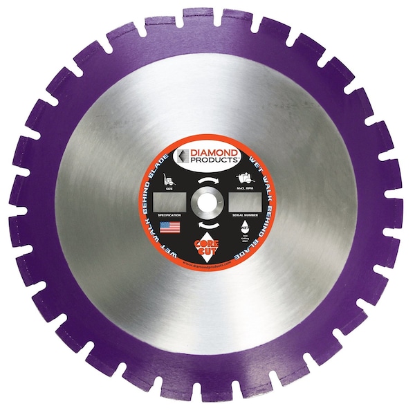 Diamond 18" X .140 X 1" Imperial Purple Wet and Dry Walk Behind Blade Asphalt/Green Concrete 36822 - main