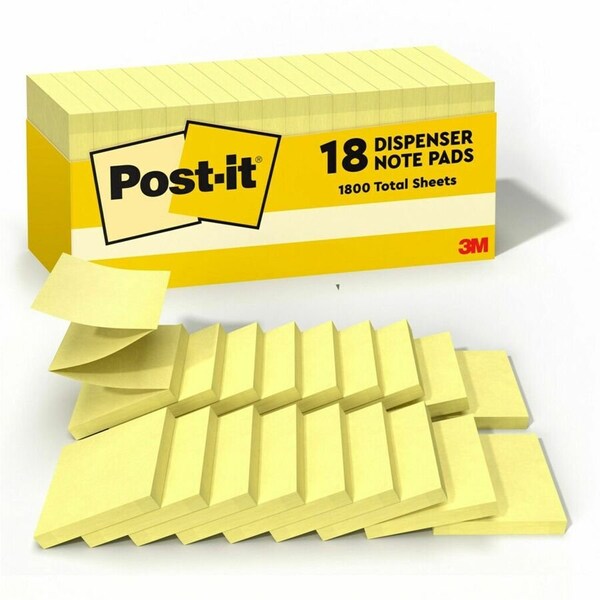 3M Post-it, Original Canary Yellow Pop-Up Refill Cabinet Pack, 3 X 3, 18PK R33018CP - main