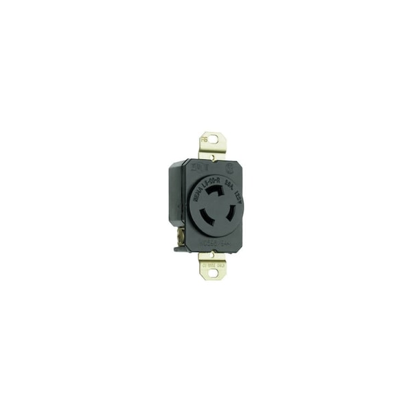 Pass & Seymour Locking Outlet, Black, NEMA L5-20r, 125-Volt L520RCCV3 - main