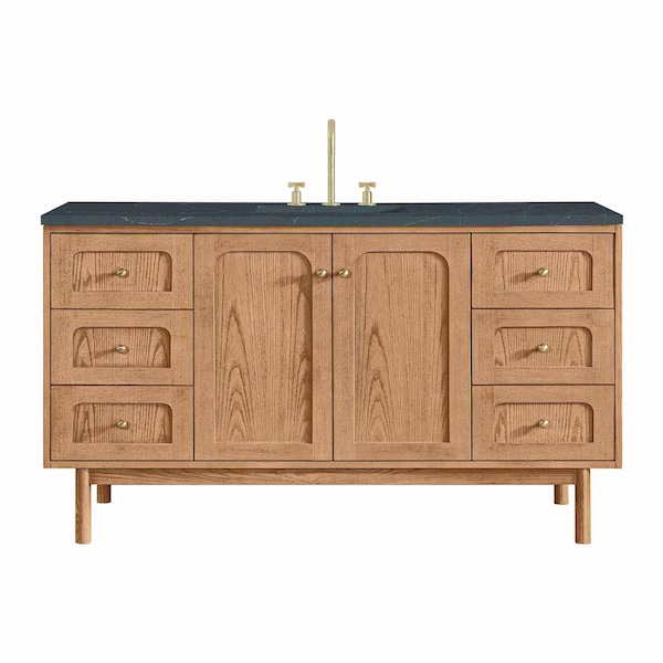 James Martin Vanities Laurent 60 in. Single Vanity, Light Natural Oak, w/ 3 CM Charcoal Soapstone Quartz Top 545-V60S-LNO-3CSP - main