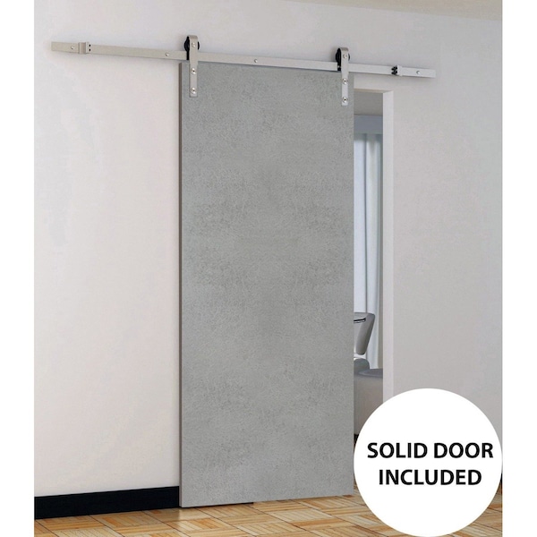 Sartodoors 18x80 " Planum 0010 Concrete Top Mount Stainless Steel 6.6' Rail Hangers Heavy Set Panel Interior PLANUM0010BD-S-BTN-18 - main