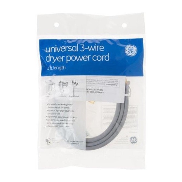 Ge Three Wire Dryer Cord, 4 ft., 30A WX09X10002 - main