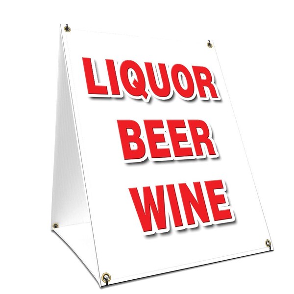 Signmission Liquor Beer Wine, 36 Inch x 24 Inch A-frame Yard Sign, Plastic Sign SBC-2436-Liquor Beer Wine - main