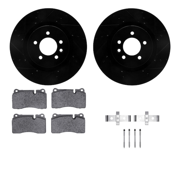 Dynamic Friction Co DFC Rotors-Drilled & Slotted-Black w/ EURO 5000 Ceramic Brake Pads Incl Hdw 8612-11008 - main