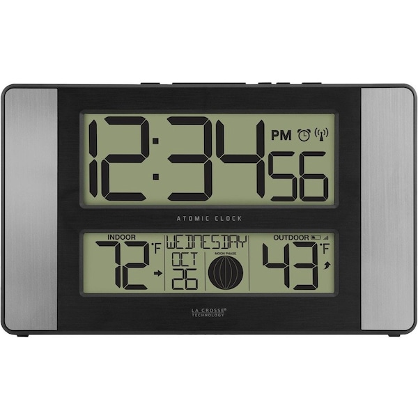 La Crosse Technology Atomic Dgtl Wall Clock, Temp/Moon Phase 513-1417AL-INT - main