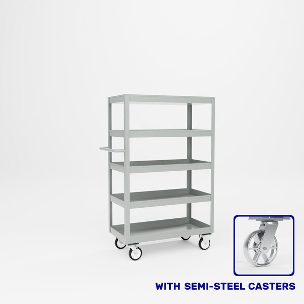 Pucel Five Shelf Heavy Duty Stock Cart, 18 in W x 36 in D x 58 3/4 in H, Gray L-1836-S - main