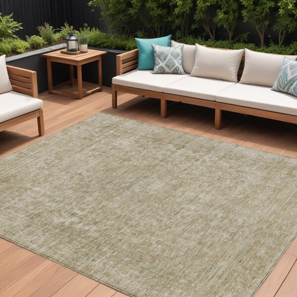 Homeroots 10' X 14' Tan And Beige Abstract Washable Indoor Outdoor Area Rug 616039 - main