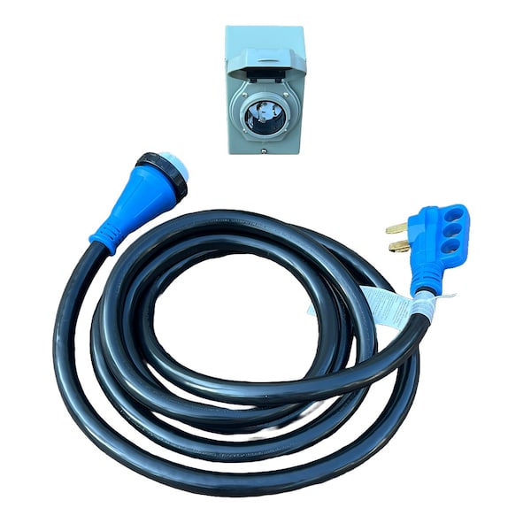Liftcharger 25 FT 50 Amp Generator Cord and Inlet Box Combo for 8600-15000 Watt Generator w/ NEMA 14-50R Outlet MCA14KWBC25 - main