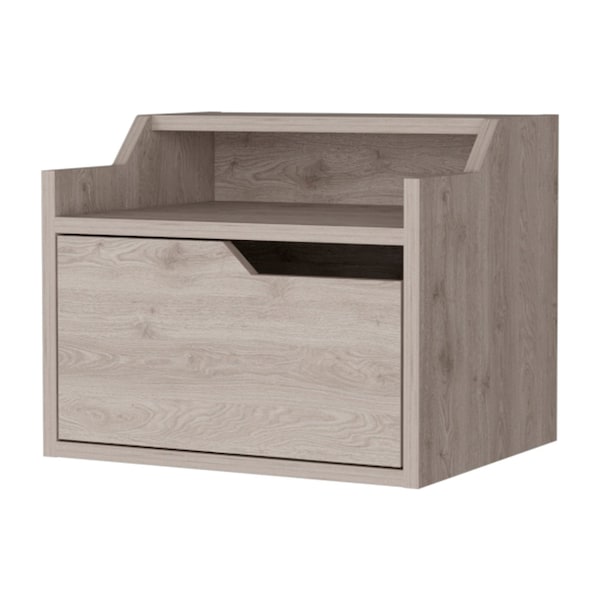 Homeroots 13" Gray Wood One Drawer Floating Nightstand 546199 - main