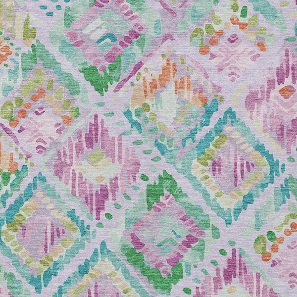 Homeroots 8' X 10' Lavender And Purple Geometric Washable Indoor Outdoor Area Rug 609151 - main