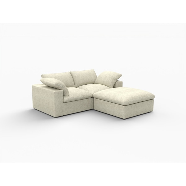 Homeroots White Linen Blend Modular L Shaped Three Piece Corner Sectional 716918 - main
