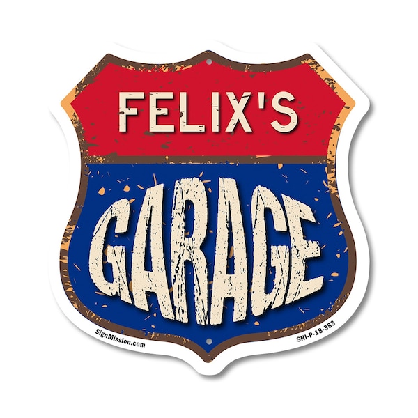 Signmission Felix's Garage, 18 Inch X 18 Inch, Plastic Sign SHI-P-18-383-FELIX - main