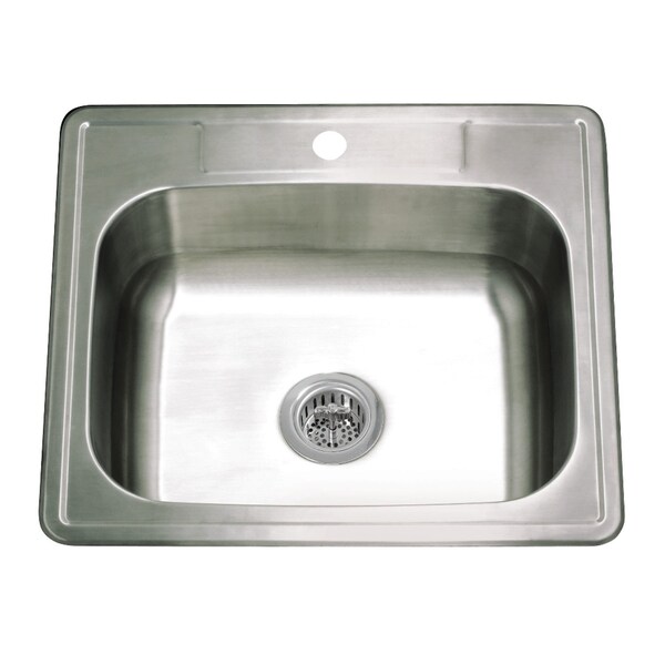 Kingston Brass 25-Inch Stainless Steel Self-Rimming Single Bowl Drop-In Kitchen Sink, 1-Hole with Strainer KGKTS2522811 - main