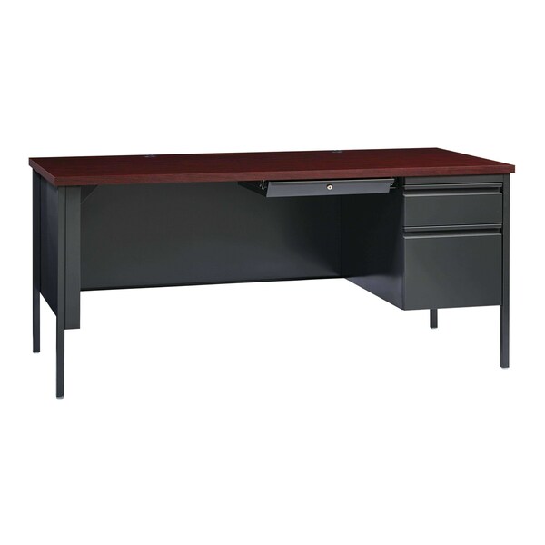 Hirsh Right-Hand Single Pedestal File Office Desk W/ Center Drawer, 30 in D X 29.5 in H, 66 in W X 20096 - main