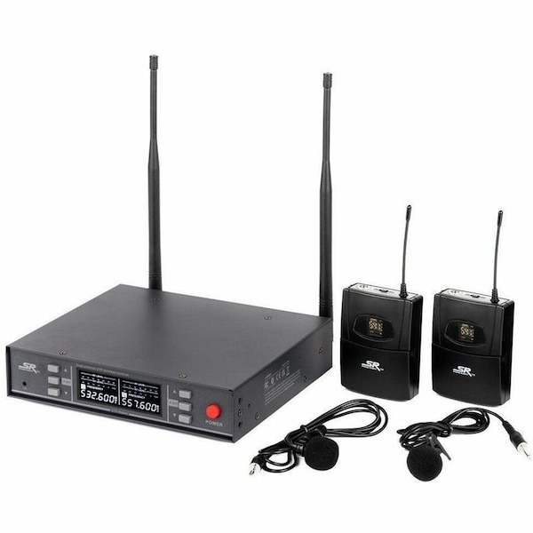 Monoprice STAGE RIGHT BY 200-CHANNEL UHF DUAL LAVALIER WIRELESS MICROPHONES SYST 600061 - main