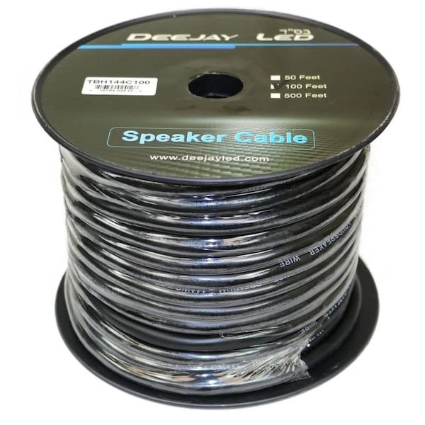 Deejay Led 100 feet of four conductor 14 Gauge cable in black flexible casing. TBH144C100 - main