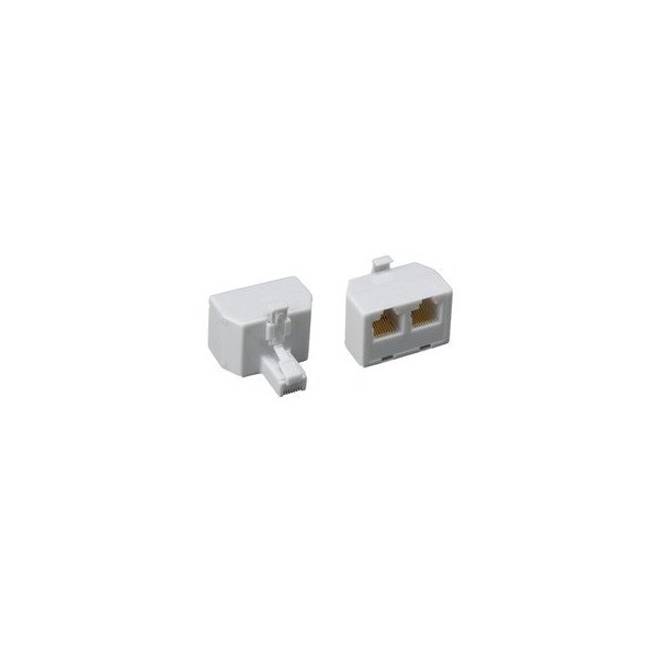 Cable Wholesale Phone Splitter (Straight), RJ45 8P8C Male to 2 RJ45 8P8C Female, White PA-8P8C-ST-WH - main