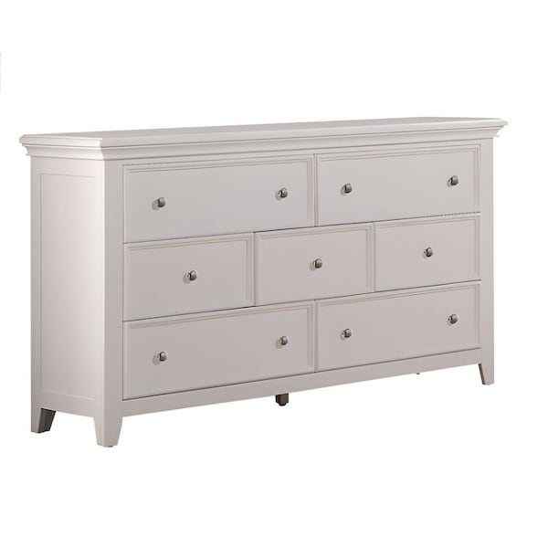 Homeroots 58" White Solid Wood Seven Drawer Triple Dresser 374200 - main