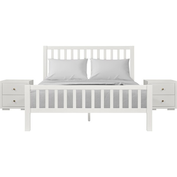 Homeroots Three Piece White Solid Wood Bedroom Set 523683 - main