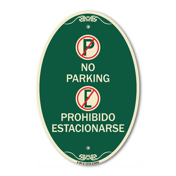 Signmission No Parking Prohibido Estacionarse With Symbo, 12 In X 18 In Architectural, Heavy Gauge Aluminum A-OV-G-1218-23595 - main