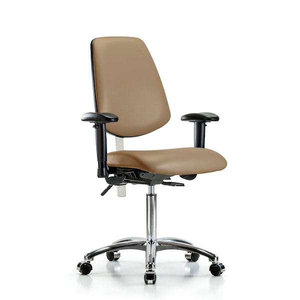 Blue Ridge Ergonomics Clean Room Chair Vin Med Ben Chair, Med, Bk, Taupe, CL100, Adjustable Arms, 22" to 29" Height, Vinyl BR-NCR-VMBCH-MB-CR-T1-A1-NF-CC-8584 - main