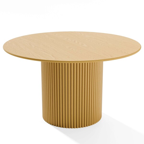 Homeroots 52" Brown Solid Wood Pedestal Base Round Top Dining Table 720975 - main