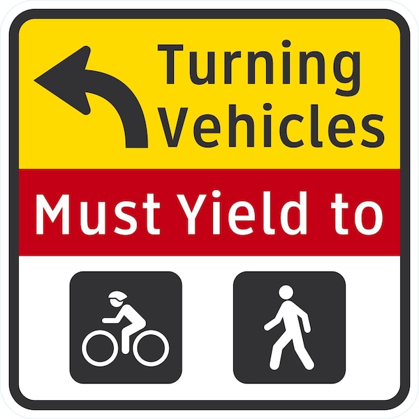 Lyle Turning Vehicles Must Yield To (with Left Arrow), 24x24, Diamond Grade, White G-13531-DG_24x24 - main