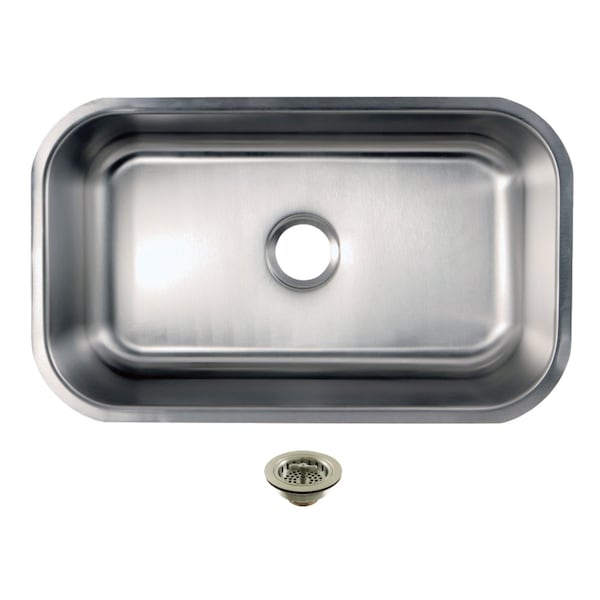 Kingston Brass 30-Inch Stainless Steel Single Bowl Undermount Kitchen Sink with Strainer KGKUS30188 - main