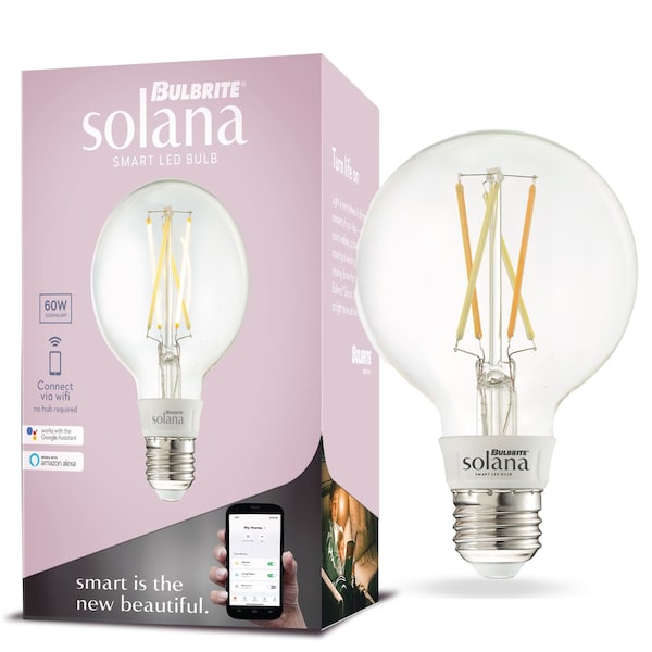 Bulbrite Solana 60-Watt Equivalent G25 LED Smart WIFI Connected LED Light Bulb, Clear, 2PK 861705 - main