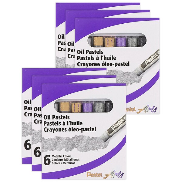 Pentel Oil Pastels, Metallic, 6PK PHN-M6 - main