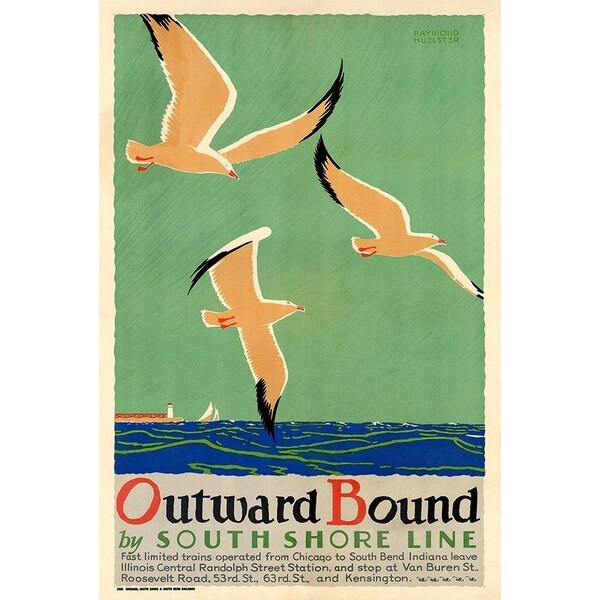 Homeroots 24" X 36" Birds Over Lake Michigan C1929 Vintage Travel Poster Wall Art 394330 - main