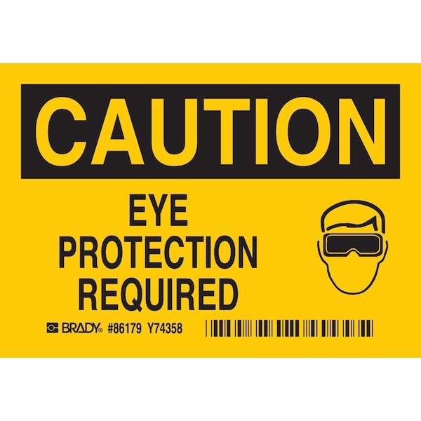 Brady (5/Package) CAUTION Eye Protection Required, 0.006in D, Polyester, 5PK 86179 - main