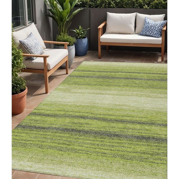 Homeroots 5' X 8' Lime Green Ivory And Black Abstract Washable Indoor Outdoor Area Rug 599977 - main