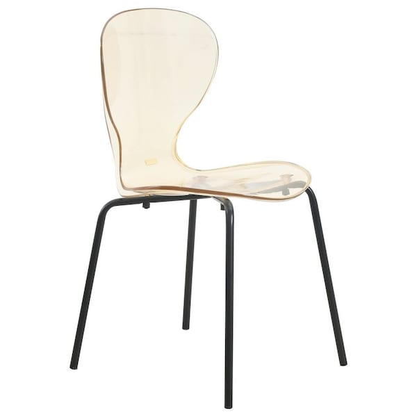 Leisuremod Modern Oyster Transparent Side Dining Side Chair with Black Base in Amber OCB-17A - main