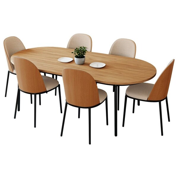 Leisuremod 70.9 in W, 29.5 in L, Manufactured Wood/Steel/Velvet, Natural Wood/Brown TT70-CNW18-BR - main