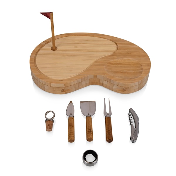 Picnic Time Family Of Brands Sand Trap Golf Cheese Cutting Board & Tools Set, Bamboo 906-00-505-000-0 - main