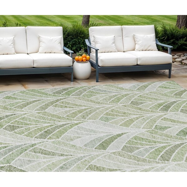 Homeroots 8' X 10' Sage Artichoke Green And Mint Green Geometric Washable Indoor Outdoor Area Rug 589245 - main