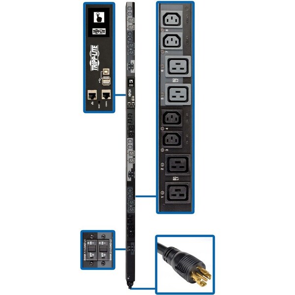 Tripp Lite PDU, Switched, (12) C13, (12) C19, L22-30P, 6 ft. PDU3XEVSR6L2230 - main
